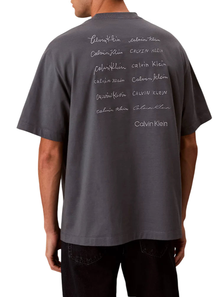 Calvin Klein Jeans T-shirt uomo manica corta con logo ricamato grigio LV04RE828G CKP Calvin Klein Jeans