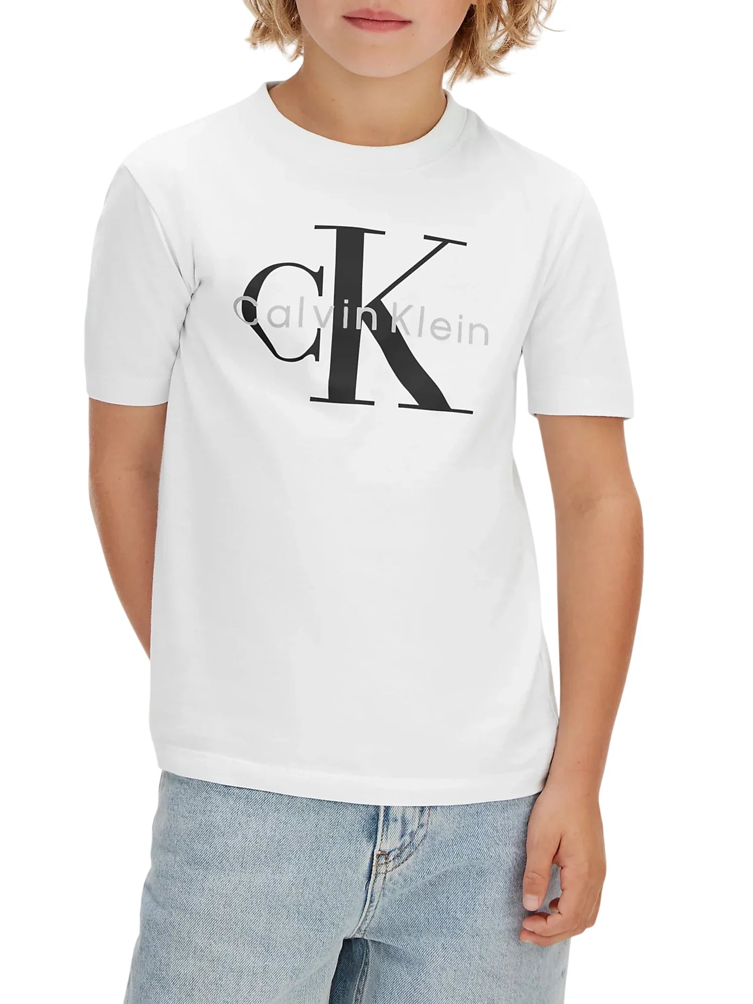 Calvin Klein Jeans T-shirt bambino manica corta bianco LV1CKSJA33 YAF Calvin Klein Jeans