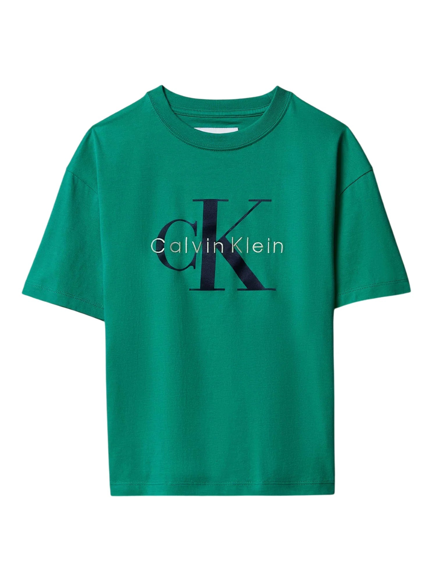 Calvin Klein Jeans T-shirt unisex bambino con logo verde LVCKSJA12B MRW Calvin Klein Jeans