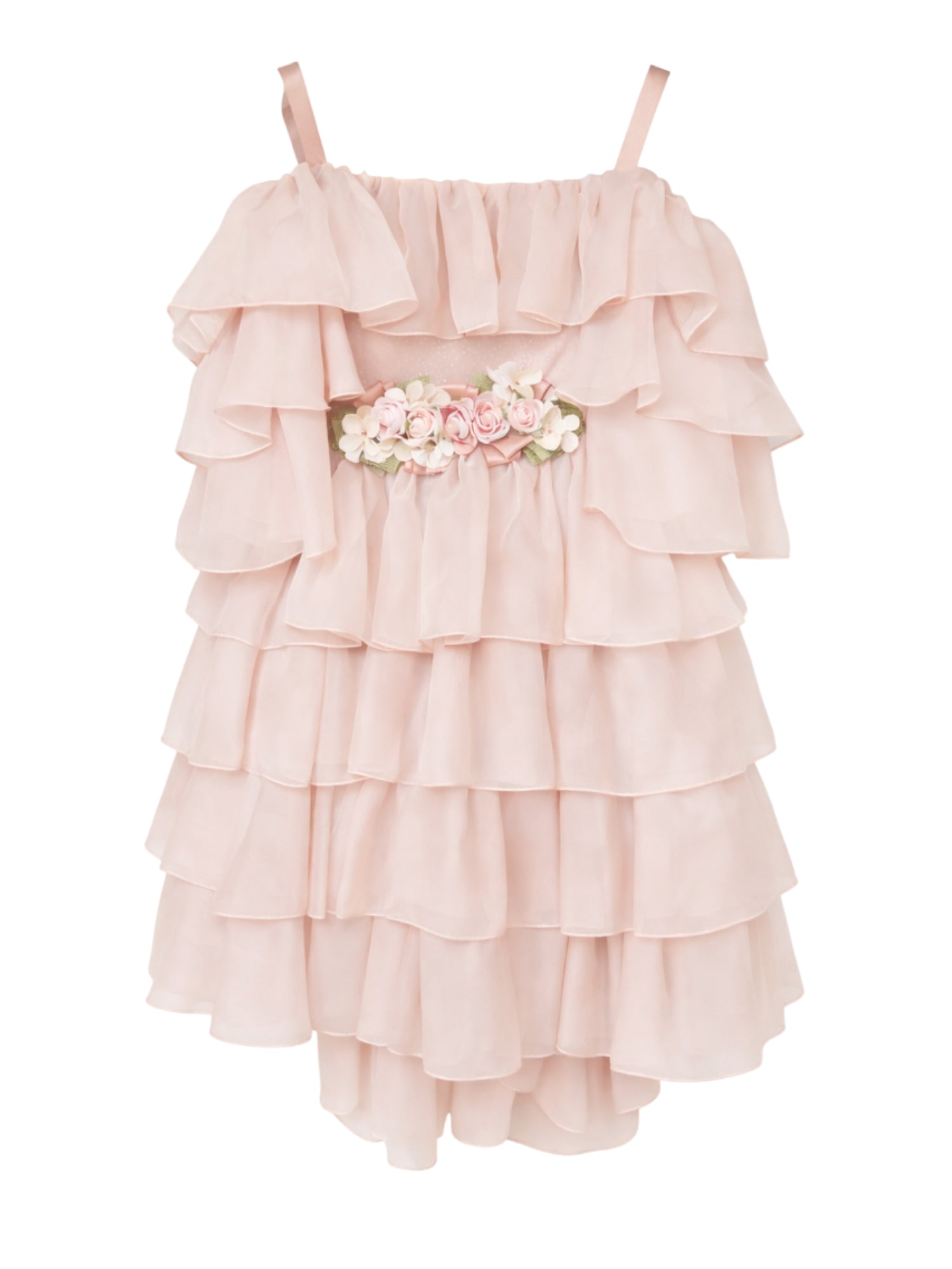 Colori Chiari abito cerimonia bambina con balze rosa FL108228-4496 83 COLORICHIARI