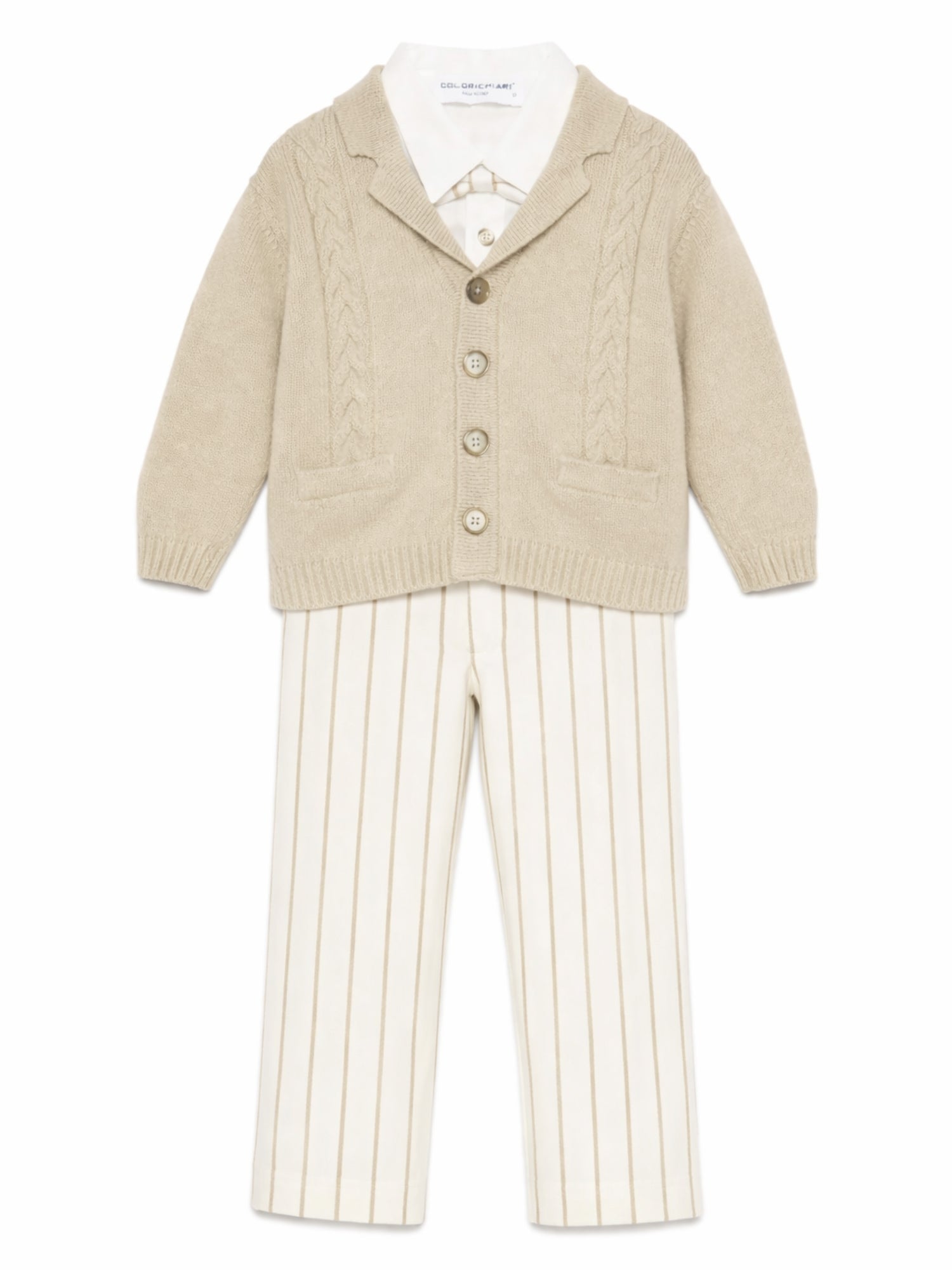 Colori Chiari completo elegante neonato con cardigan beige bianco MN408427-4911 26 COLORICHIARI