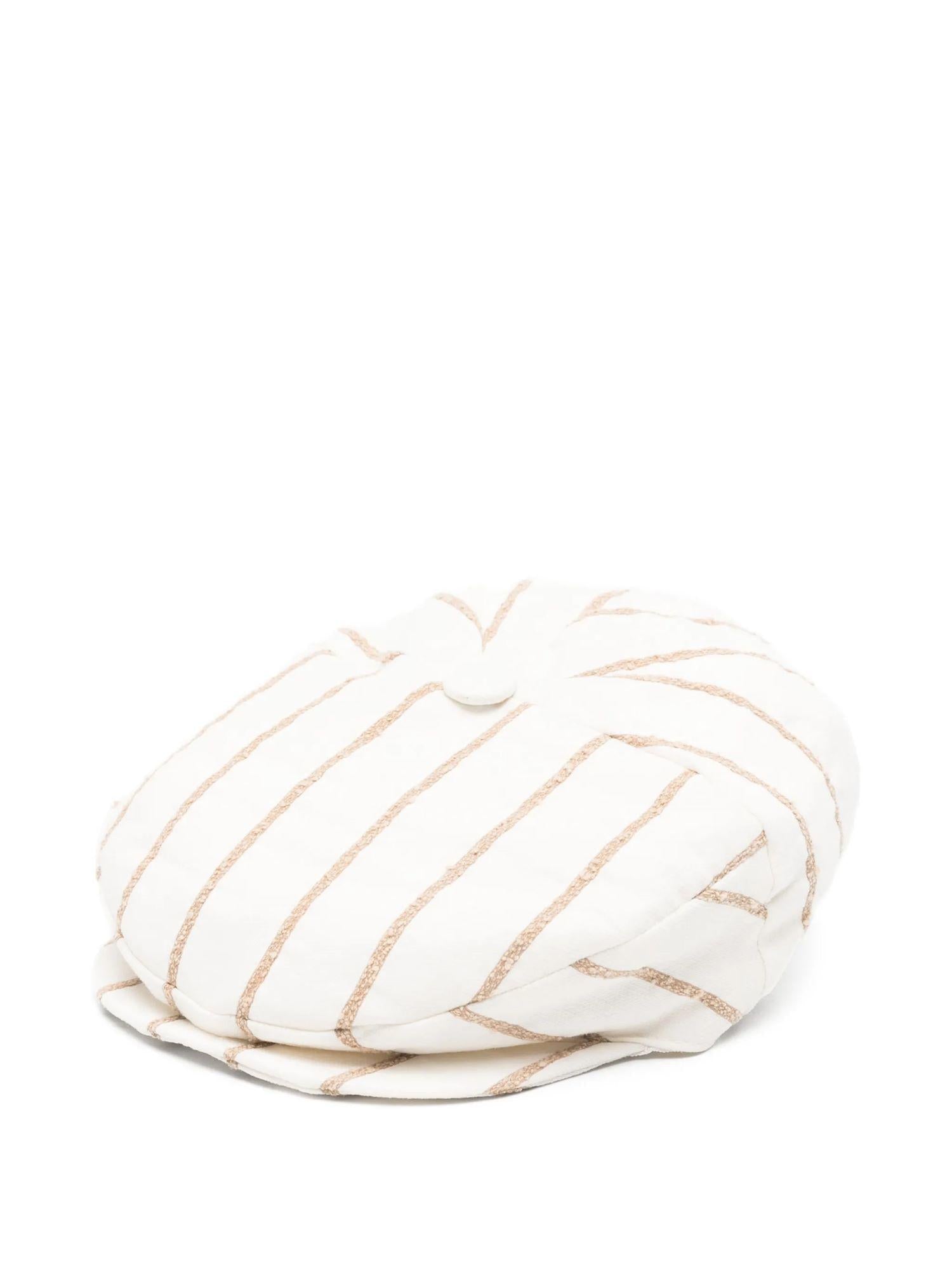 Colori Chiari cappello coppola in fantasia gessata bianco beige MN928412-4911 26 COLORICHIARI