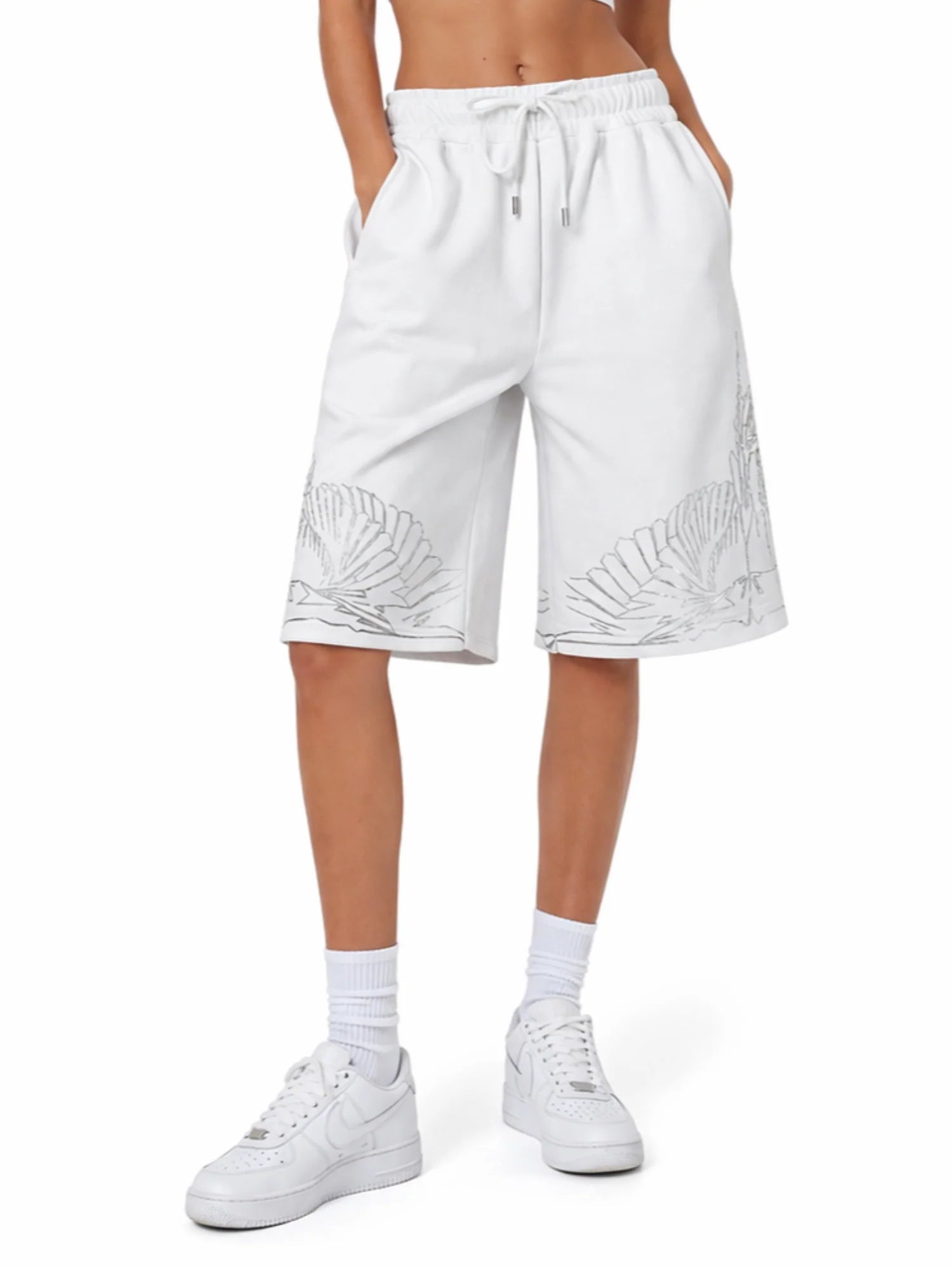 County of Milan bermuda donna con stampa iconica bianco CM30118 BIANCO COUNTY OF MILAN
