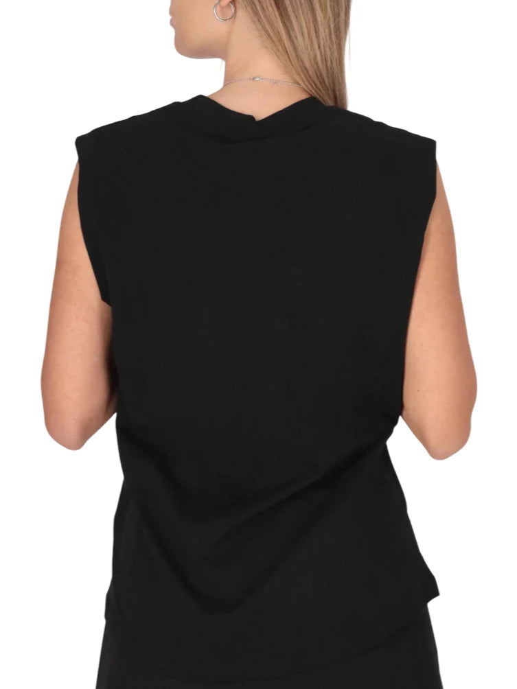 County of Milan T-shirt smanicata con stampa iconica laminata nero CM30121 NERO COUNTY OF MILAN