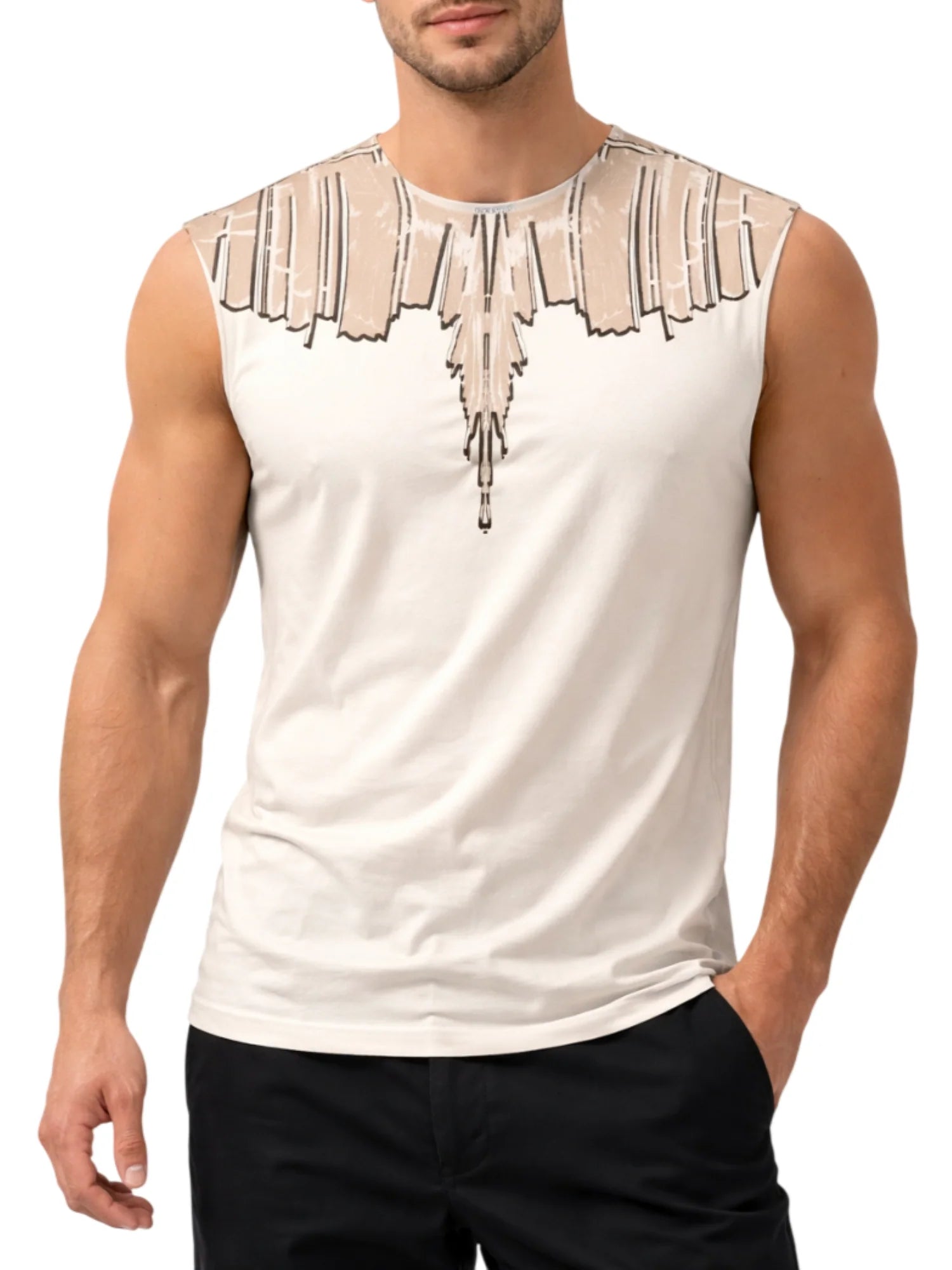 County of Milan T-shirt smanicata con stampa iconica avorio CMMATH020 412 COUNTY OF MILAN