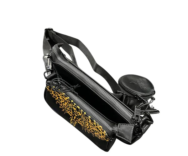 County of Milan borsa donna design triplo con tracolla nero COMAS260435 BLACK-LEOPARD WINGS COUNTY OF MILAN