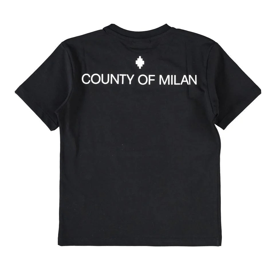 County of Milan T-shirt bambino manica corta con stampe nero S6CMJBTH052 110 COUNTY OF MILAN KIDS