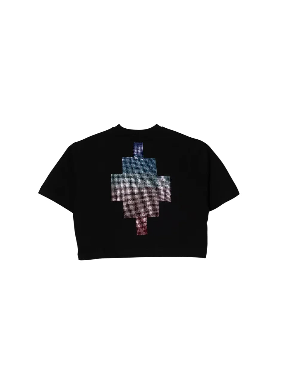 County of Milan T-shirt crop bambina con logo strass nero S6CMJGTH109 110 COUNTY OF MILAN KIDS