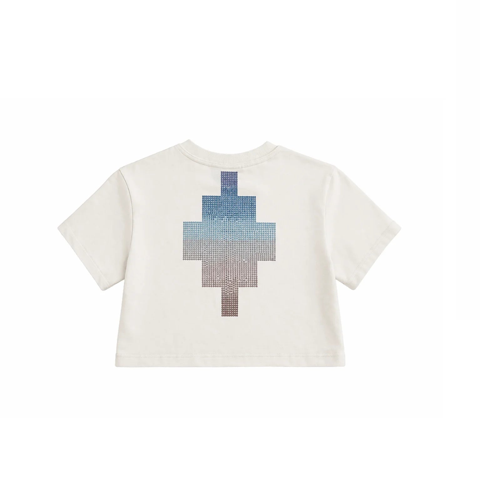 County of Milan T-shirt crop bambina con logo strass beige chiaro S6CMJGTH109 412 COUNTY OF MILAN KIDS
