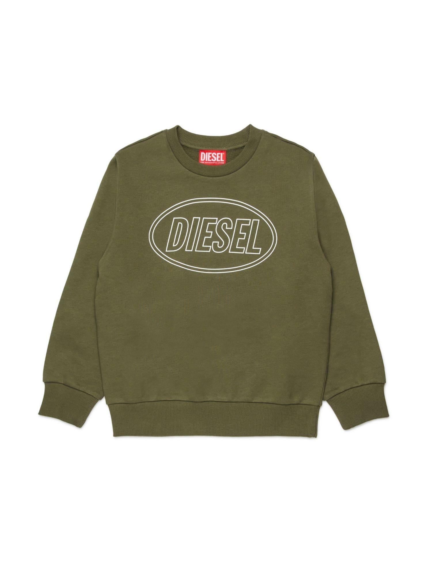 Diesel felpa bambino stampa logo verde militare J02611-0GEAD K511 DIESEL