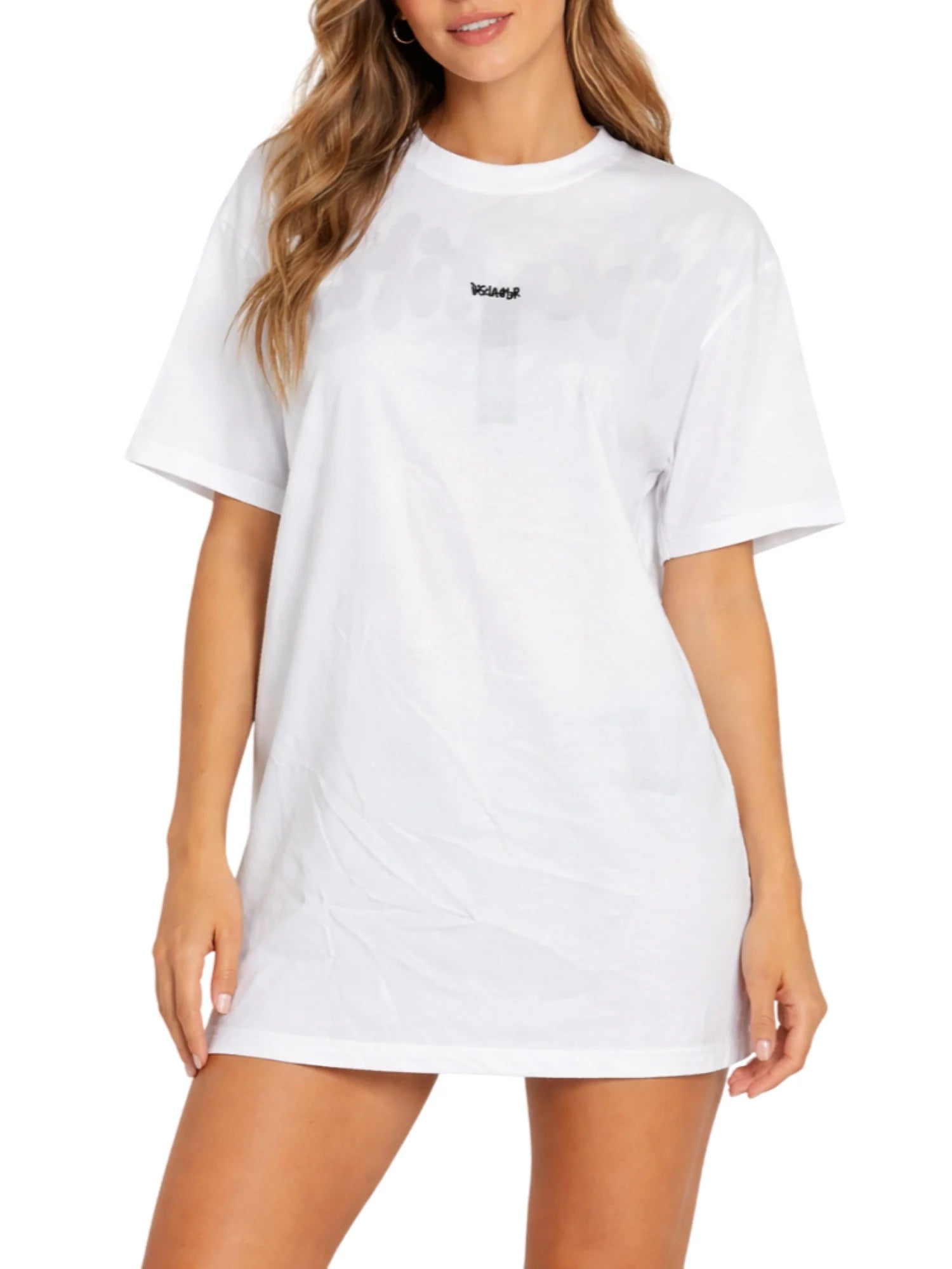 Disclaimer T-shirt donna manica corta con logo glitter bianco 55553 BIANCO-ST.NERA DISCLAIMER