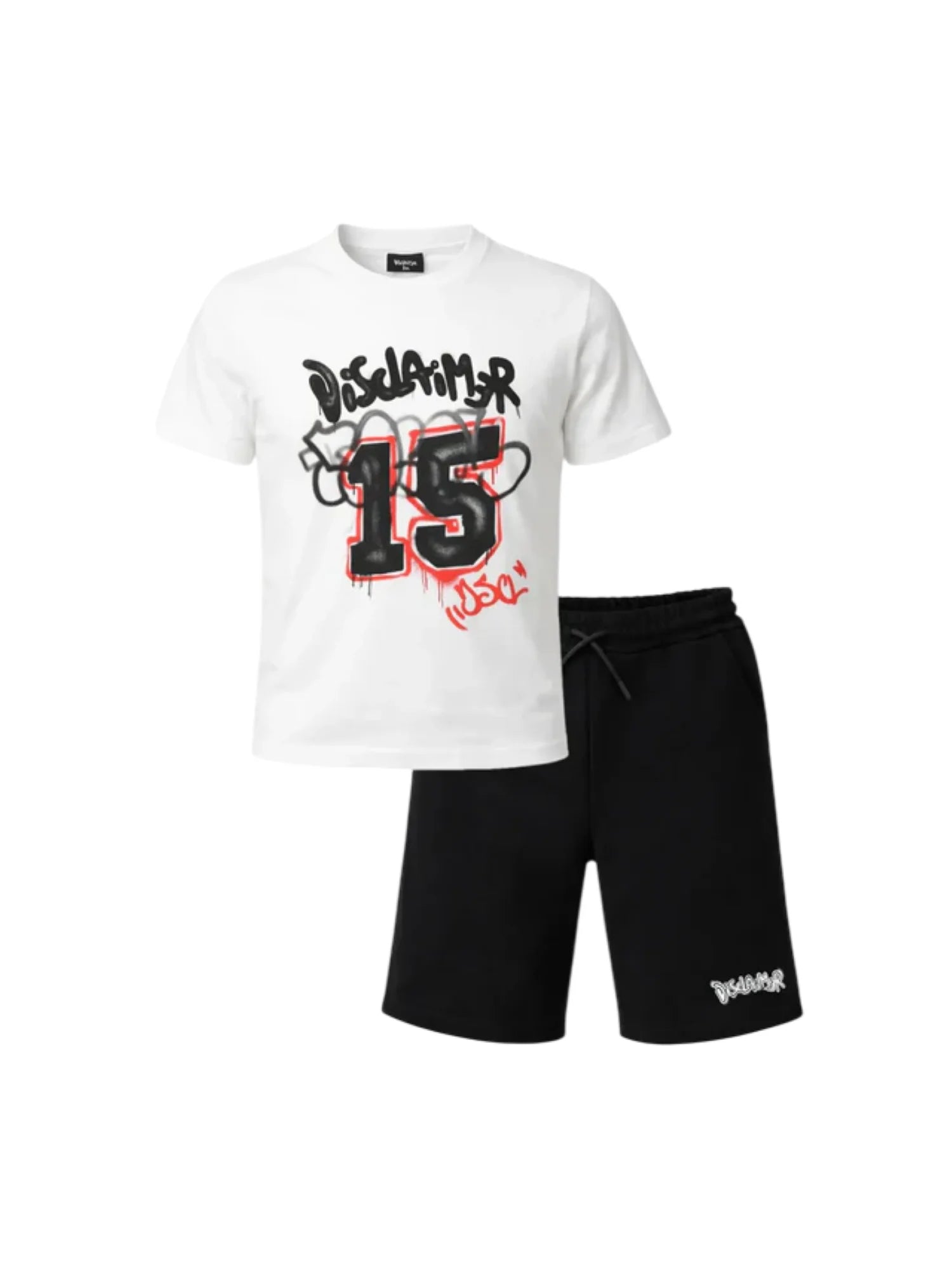 Disclaimer completo bambino T-shirt e bermuda bianco nero 58885-C BIANCO-NERO DISCLAIMER