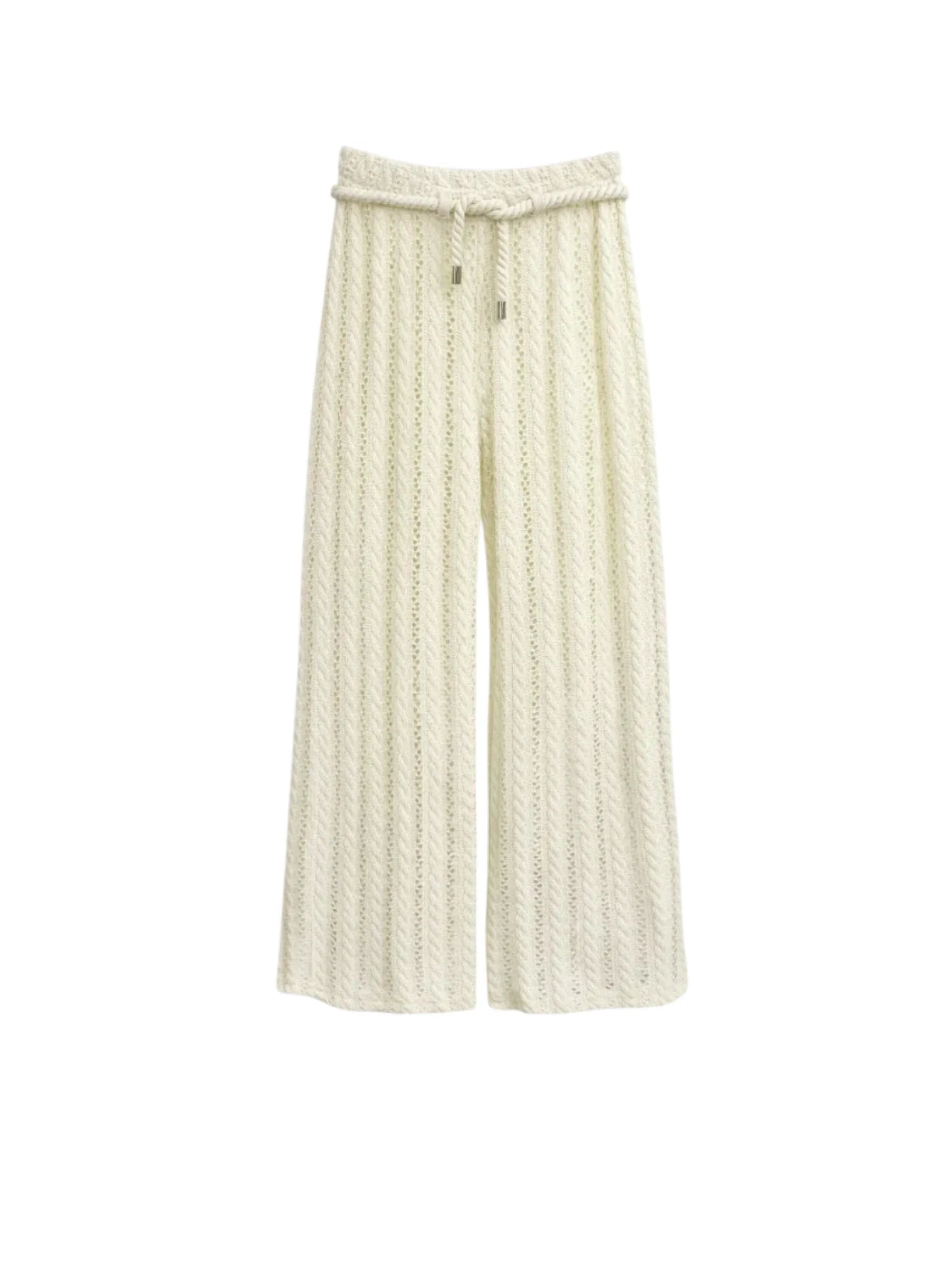 Disclaimer pantaloni palazzo crochet bambina panna 58934 LATTE DISCLAIMER