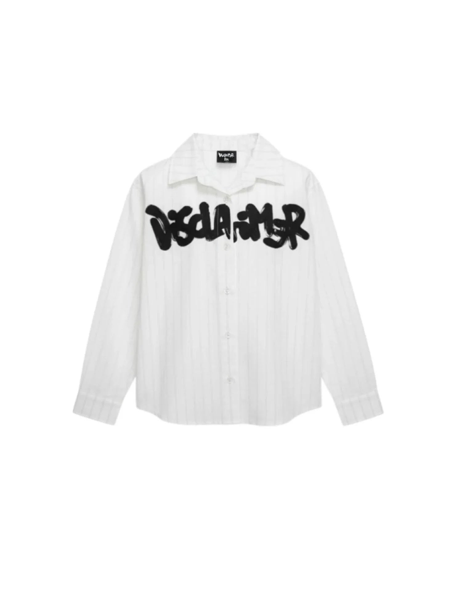 Disclaimer camicia bambina a righe lurex con logo bianco 58948 BIANCO DISCLAIMER