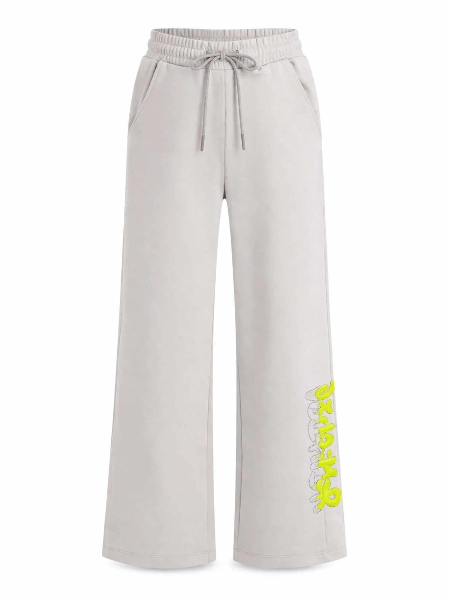 Disclaimer pantaloni palazzo bambina con logo strass ecrù 58957 GHIACCIO DISCLAIMER