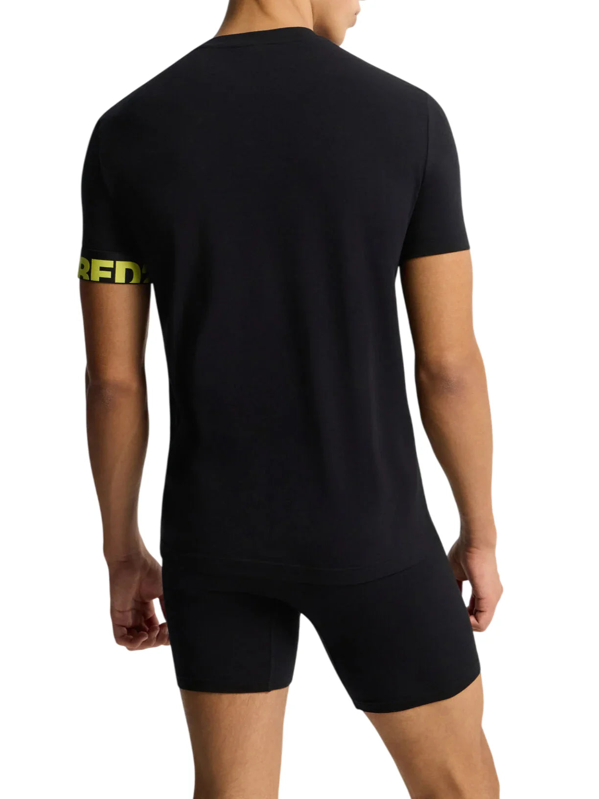 Dsquared2 T-shirt uomo manica corta con fascia logata nero giallo D9M3S6190 014 DSQUARED2