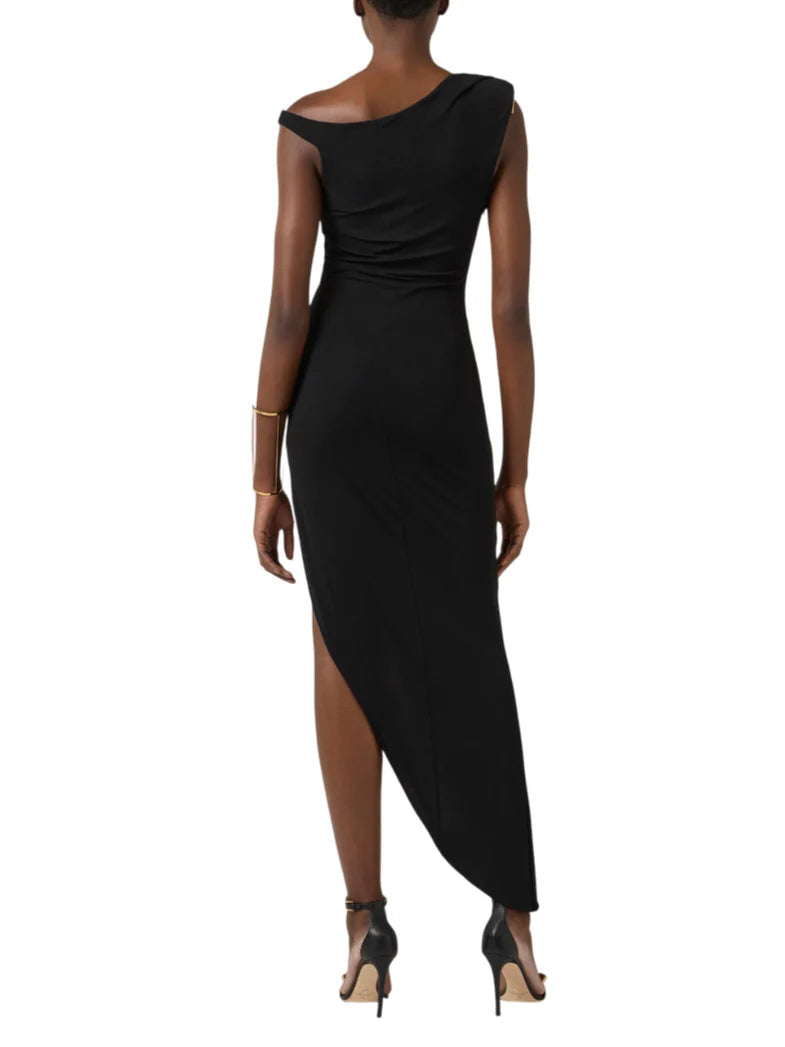Elisabetta Franchi abito lungo monospalla asimmetrico nero AB90661 110 ELISABETTA FRANCHI
