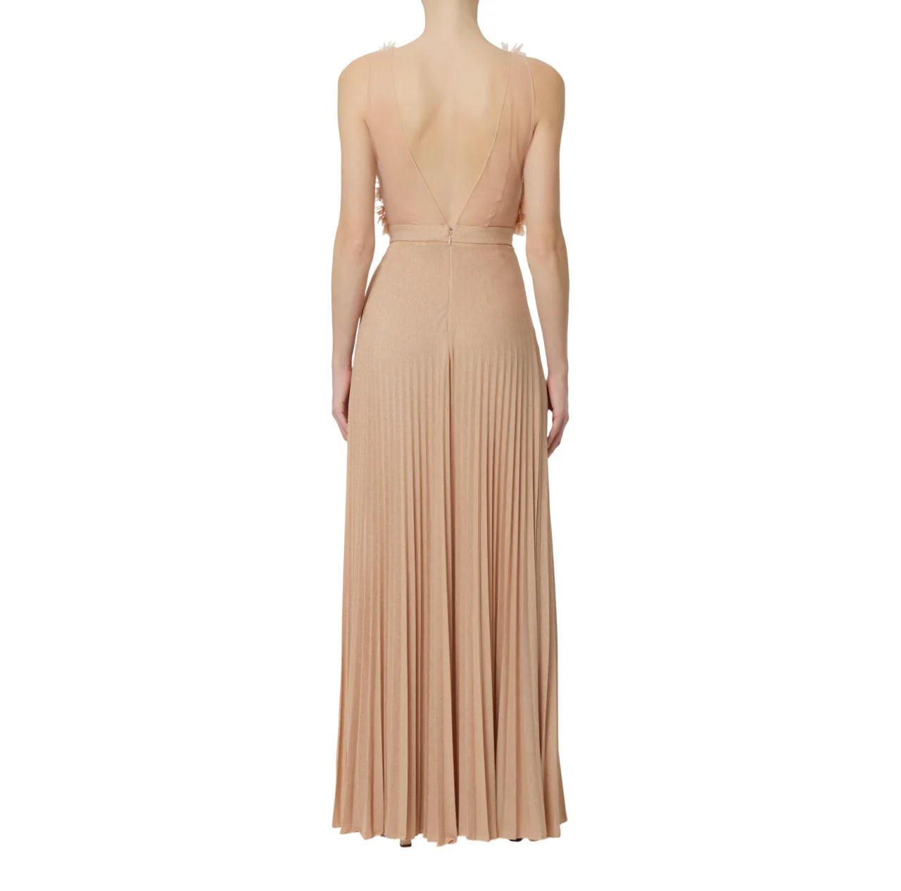 Elisabetta Franchi abito lungo plissè Red Carpet con petali rosa ABR4462 X81 ELISABETTA FRANCHI