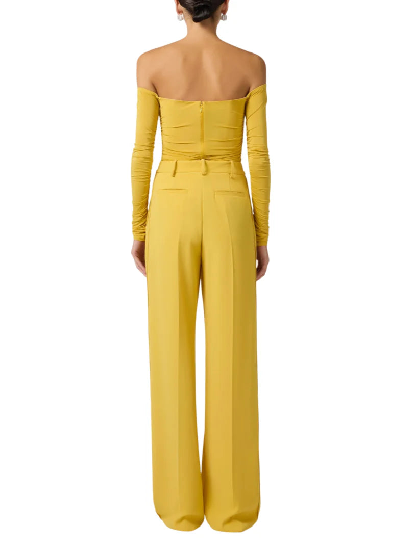 Elisabetta Franchi body in jersey con drappeggi giallo BO01561 EV4 ELISABETTA FRANCHI