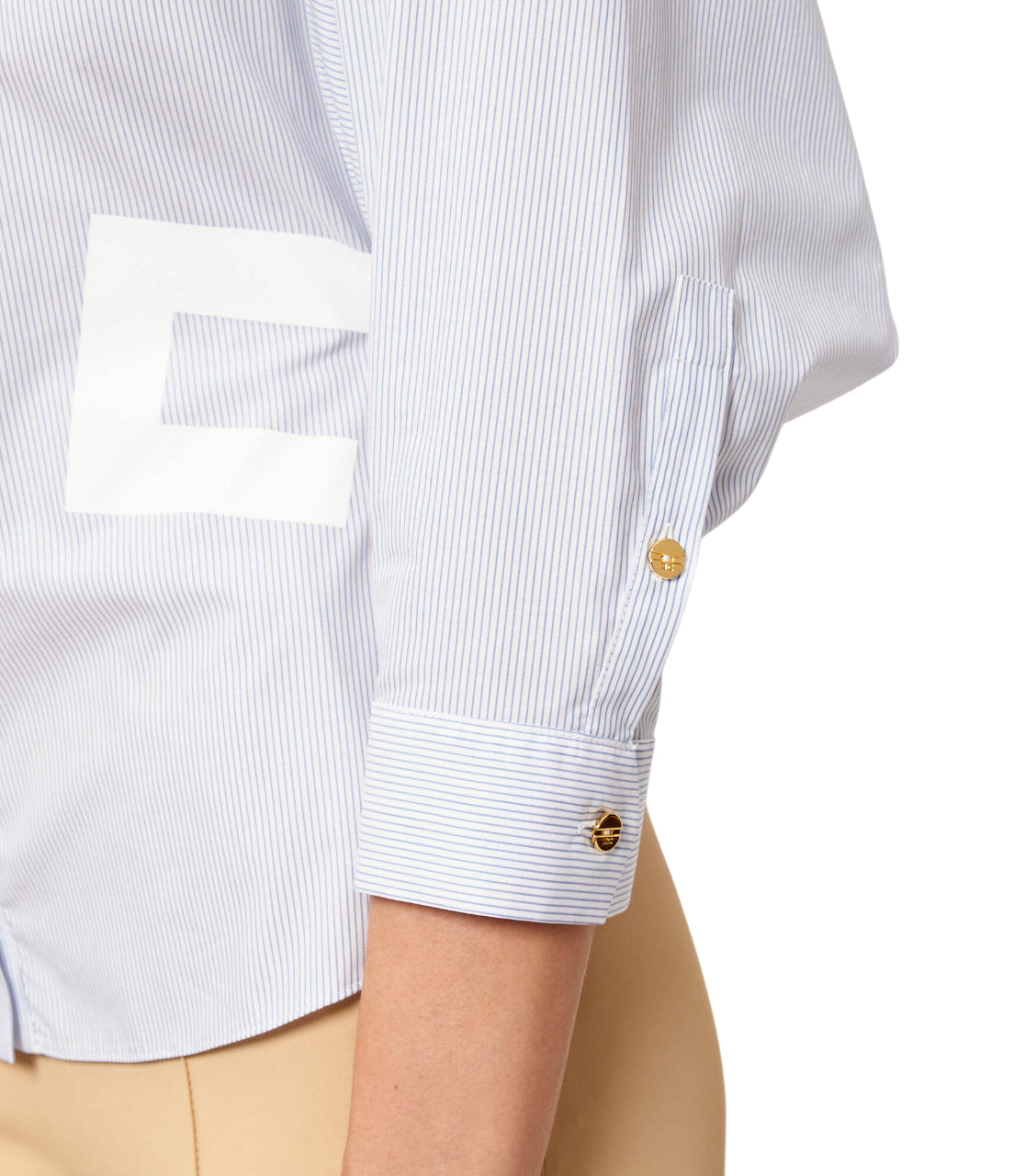 Elisabetta Franchi camicia a righe con cravattino celeste bianco CA13261 019 ELISABETTA FRANCHI