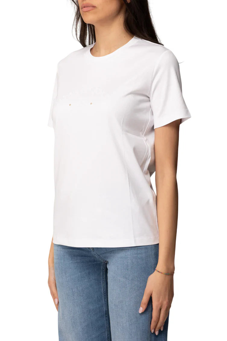 Elisabetta Franchi T-shirt manica corta con logo bianco MA01761 270 ELISABETTA FRANCHI