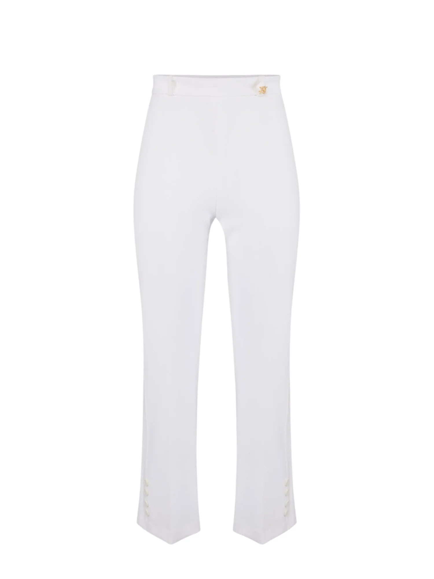 Elisabetta Franchi pantaloni flare in tessuto crepe bianco PA16861 360 ELISABETTA FRANCHI