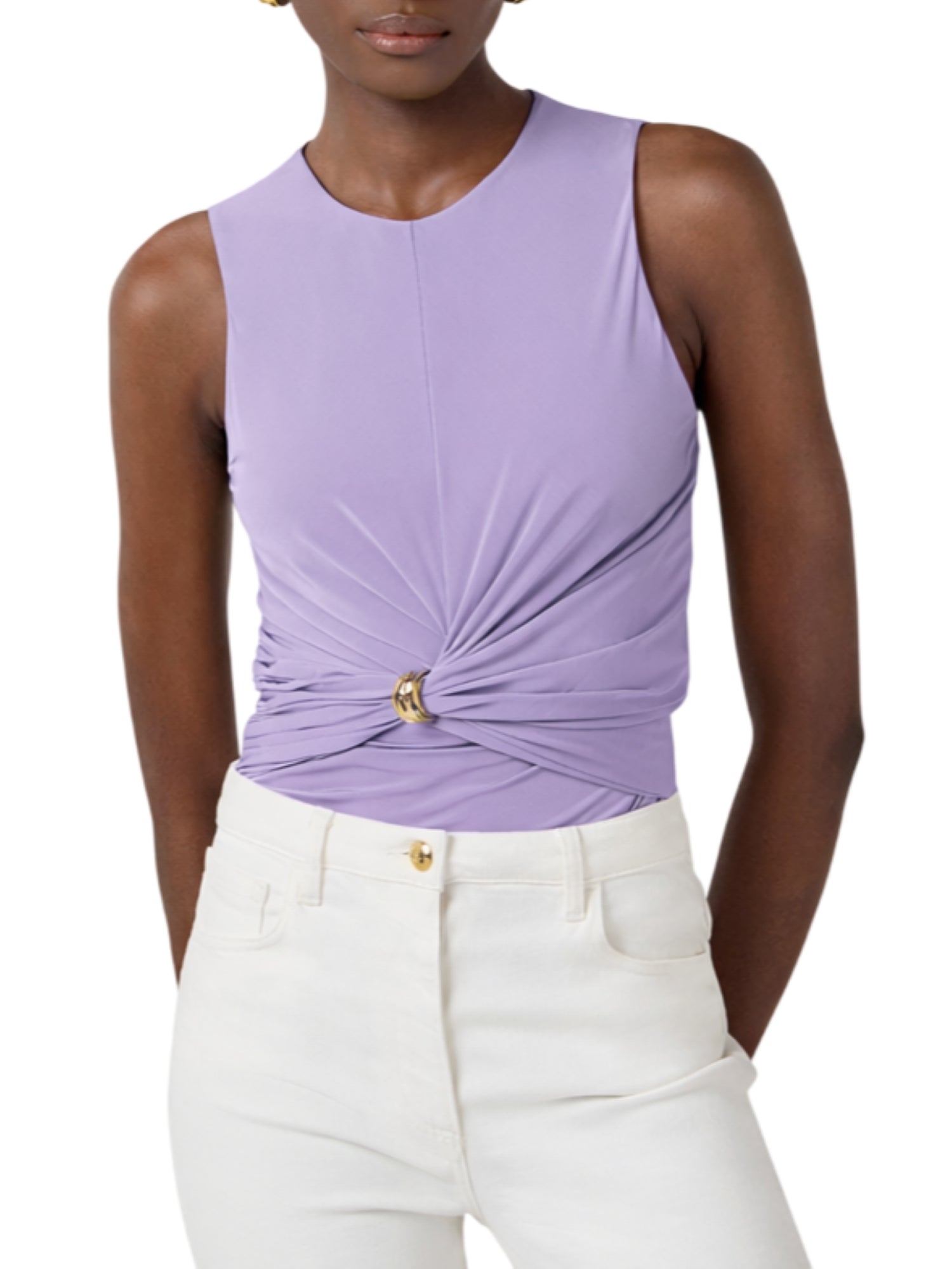 Elisabetta Franchi top donna con dettaglio gioiello lilla TO03761 EV7 ELISABETTA FRANCHI
