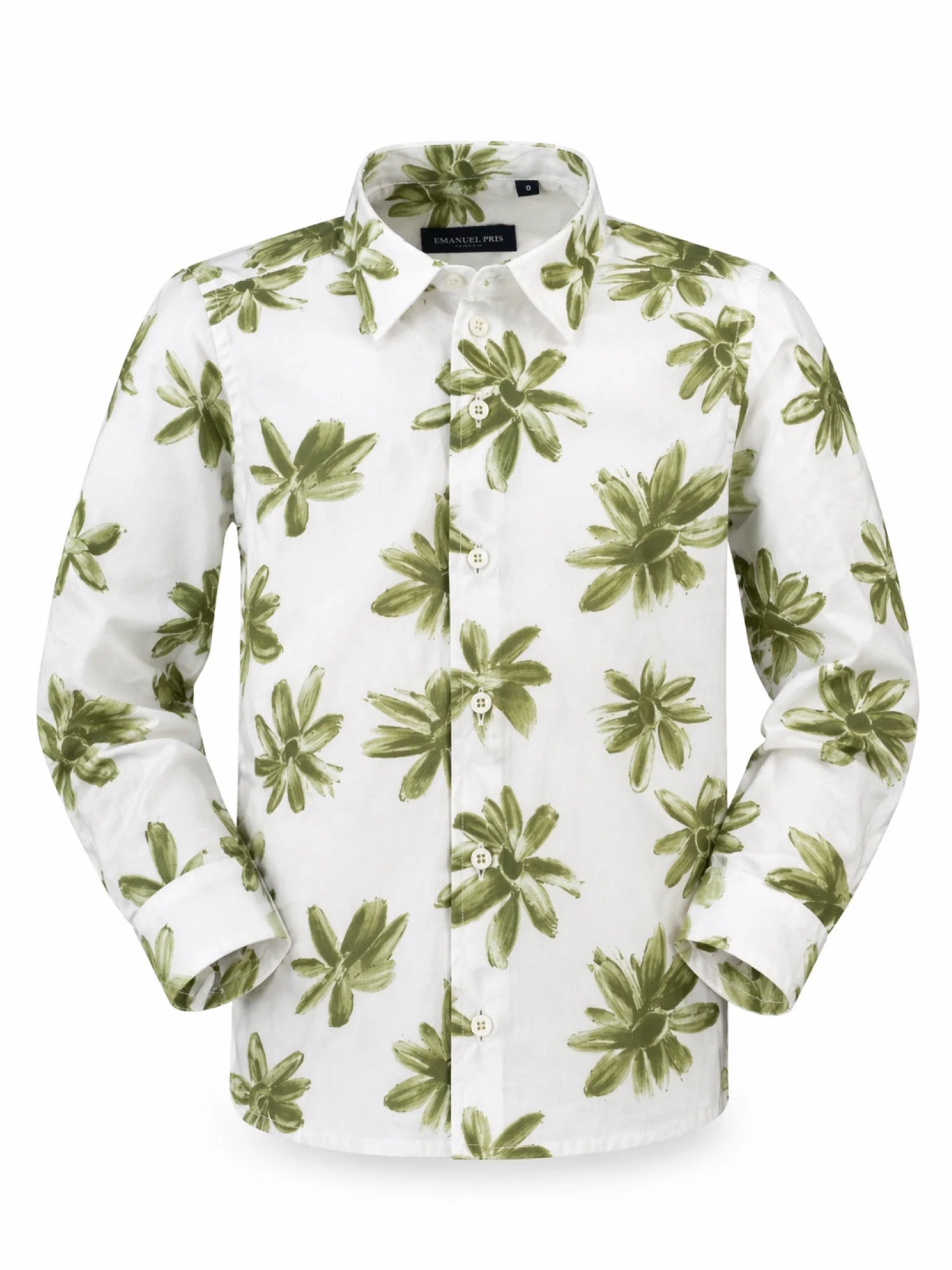 Emanuel Pris camicia bambino in fantasia floreale bianco verde ECM4193B BIANCO-VERDE EMANUEL PRIS