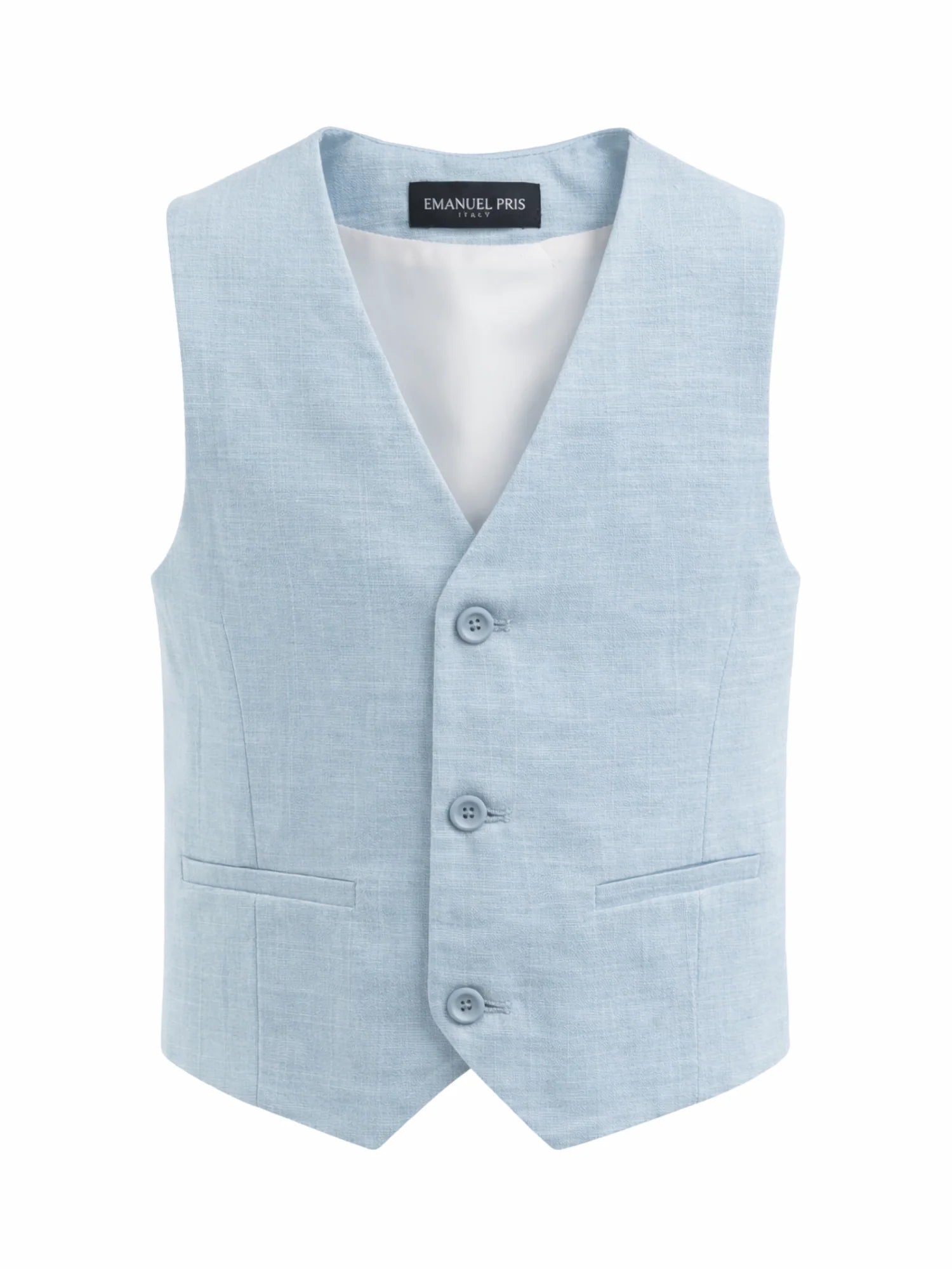Emanuel Pris gilet bambino misto lino celeste EPC2206B CIELO EMANUEL PRIS