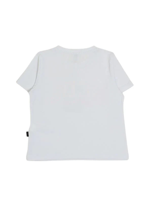 GCDS T-shirt bambina manica corta con logo bianco C1GJQC541J336 OPTIC WHITE-PINK GCDS