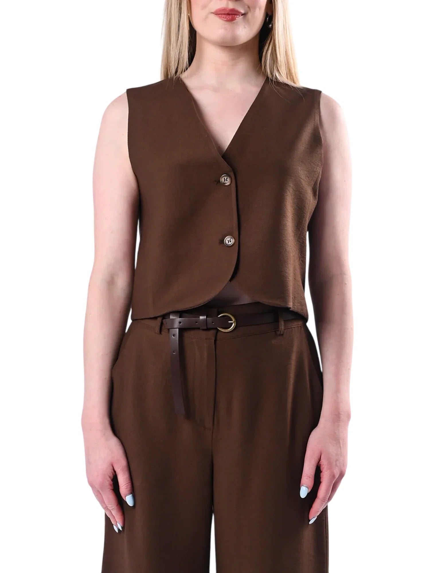 Haveone gilet donna misto viscosa marrone LIA-Q044 MORO HAVEONE