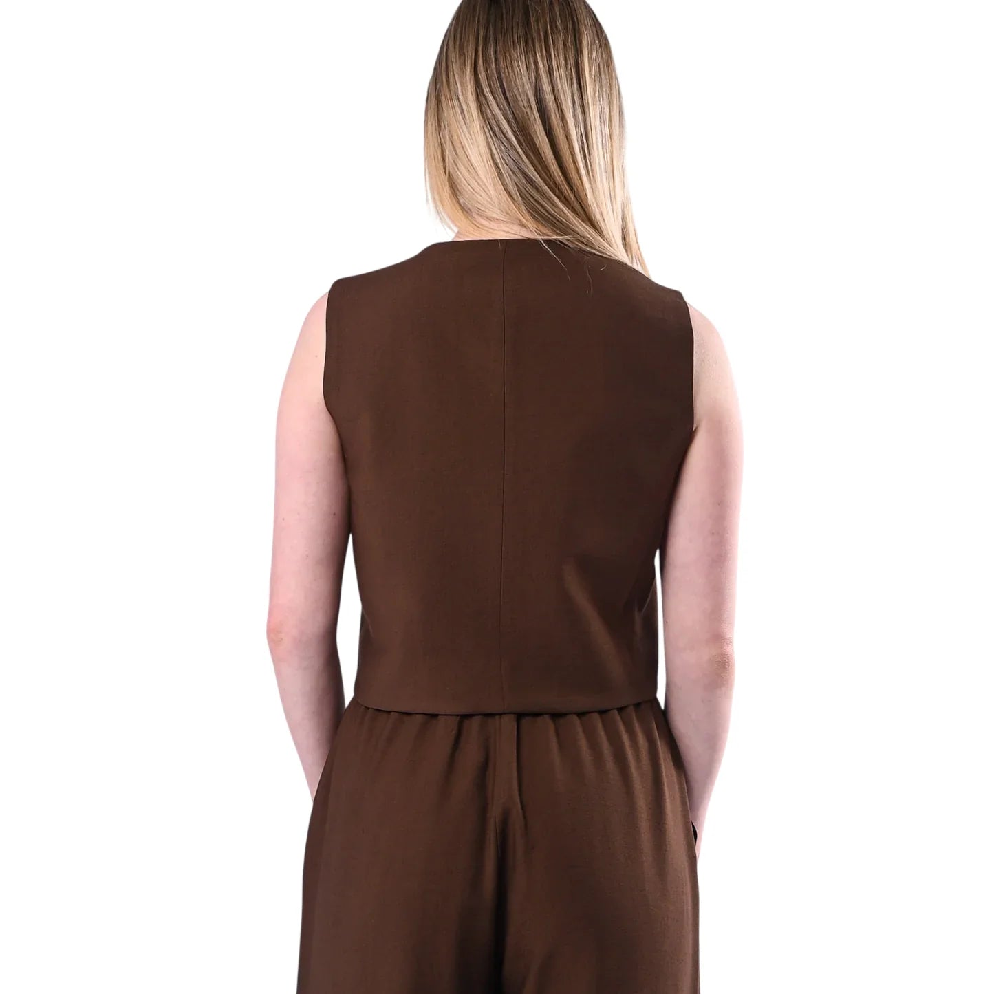 Haveone gilet donna misto viscosa marrone LIA-Q044 MORO HAVEONE