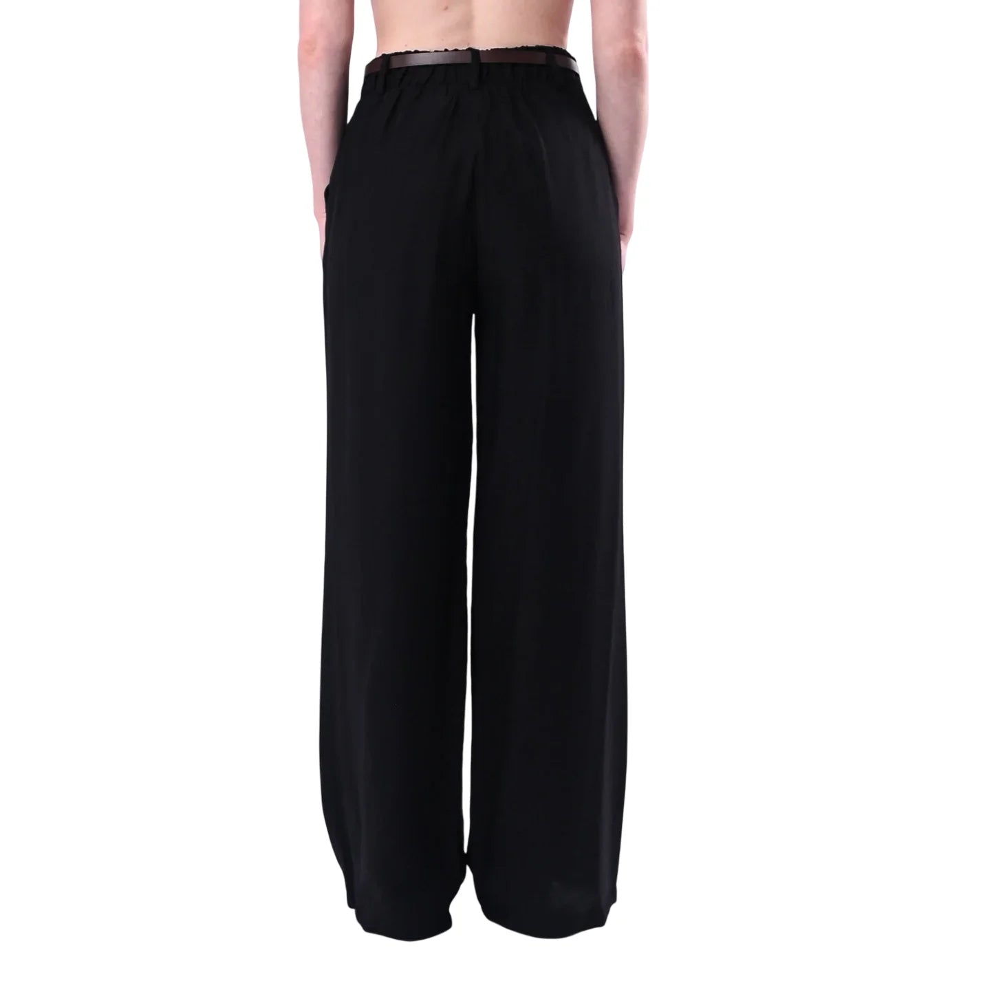 Haveone pantaloni gamba larga donna con cintura nero PIA-Q532 NERO HAVEONE