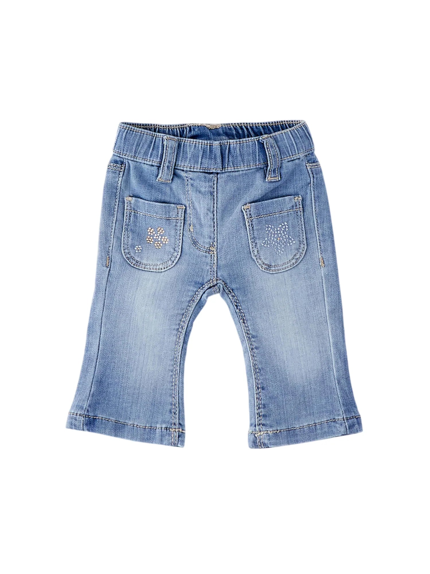iDo jeans flare neonata con tasche strass lavaggio blu 4G104 7300 iDO