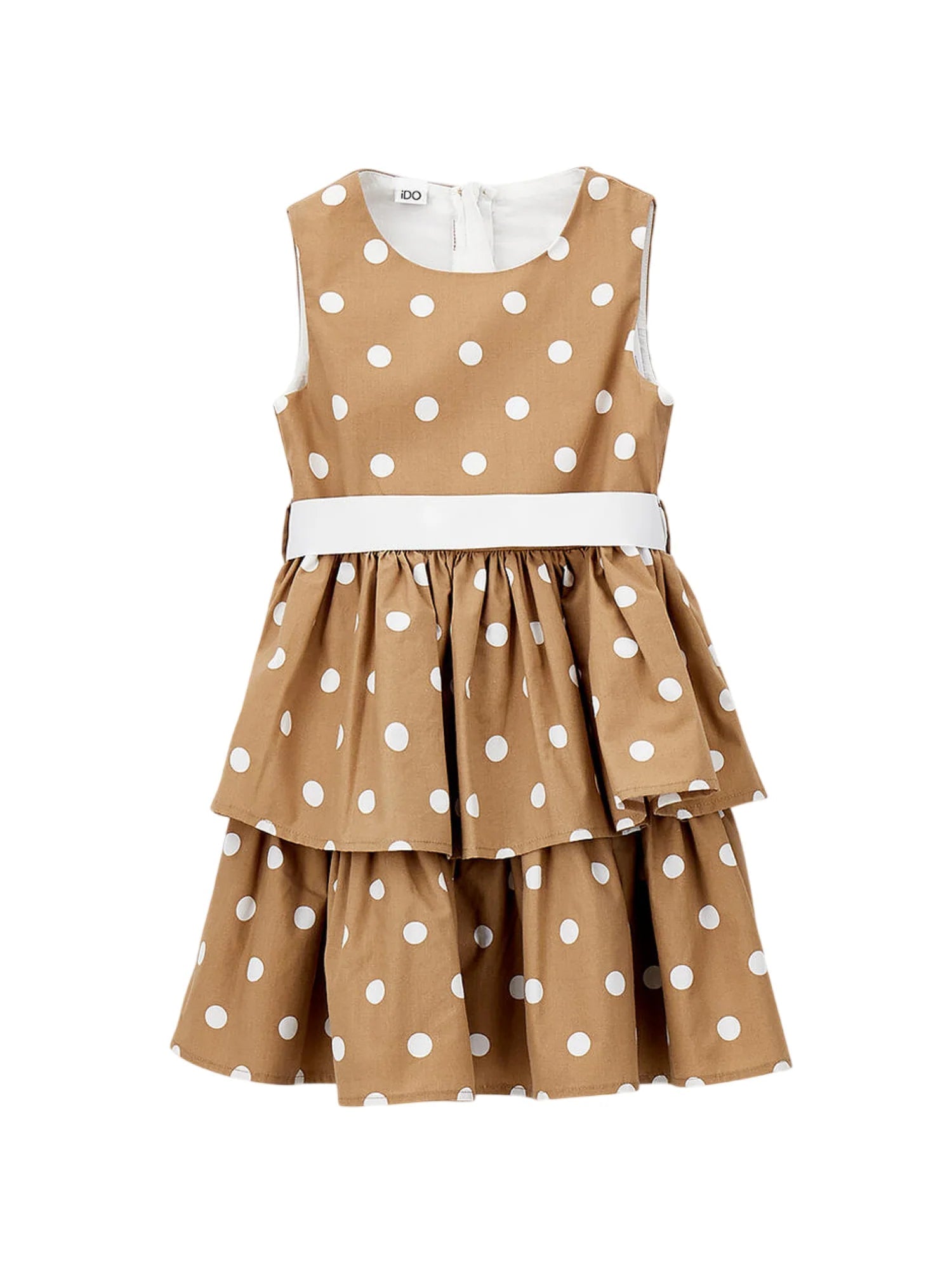 iDo abito bambina a balze fantasia pois marrone bianco 4G334 6BVQ iDO