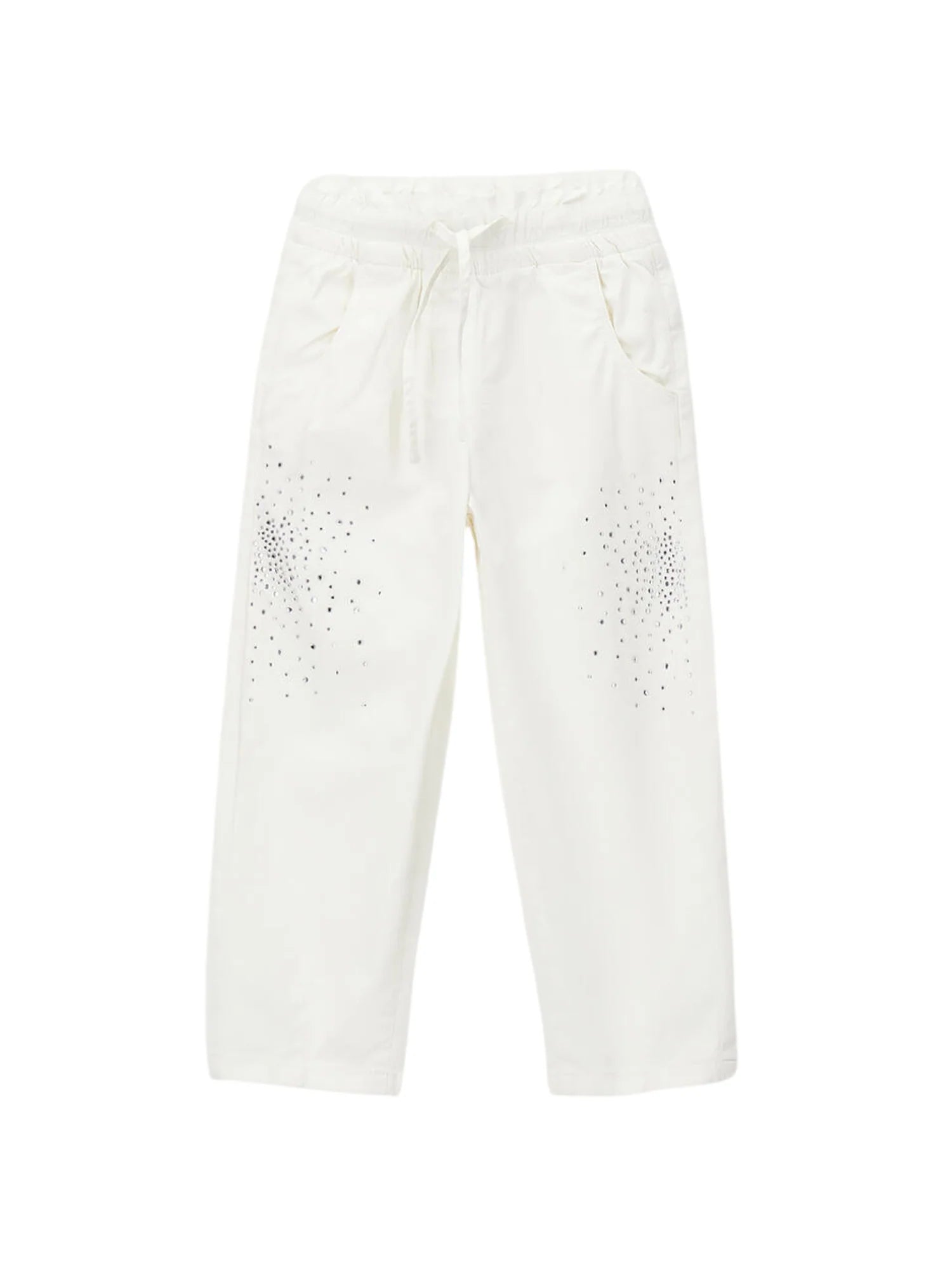 iDo pantaloni bambina con strass bianco latte 4G361 0112 iDO