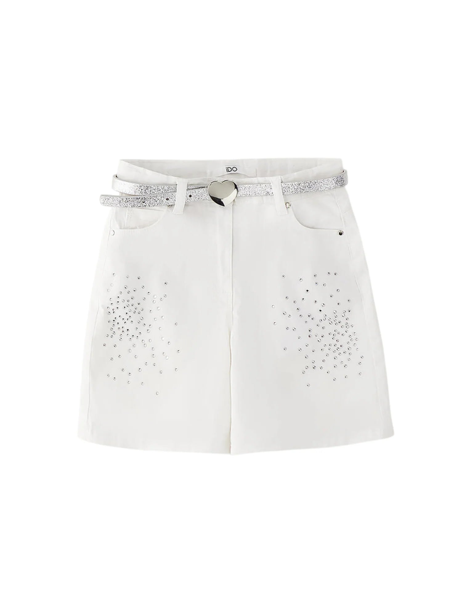 iDo bermuda bambina con strass e cinta bianco 4G376 0113 iDO
