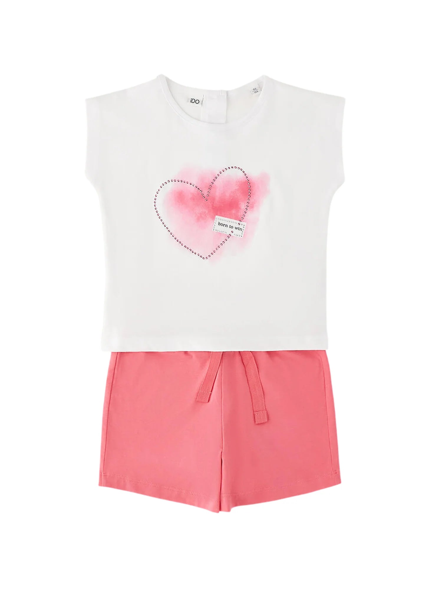 iDo completo estivo bambina T-shirt e shorts bianco rosa 4G544 0113 iDO