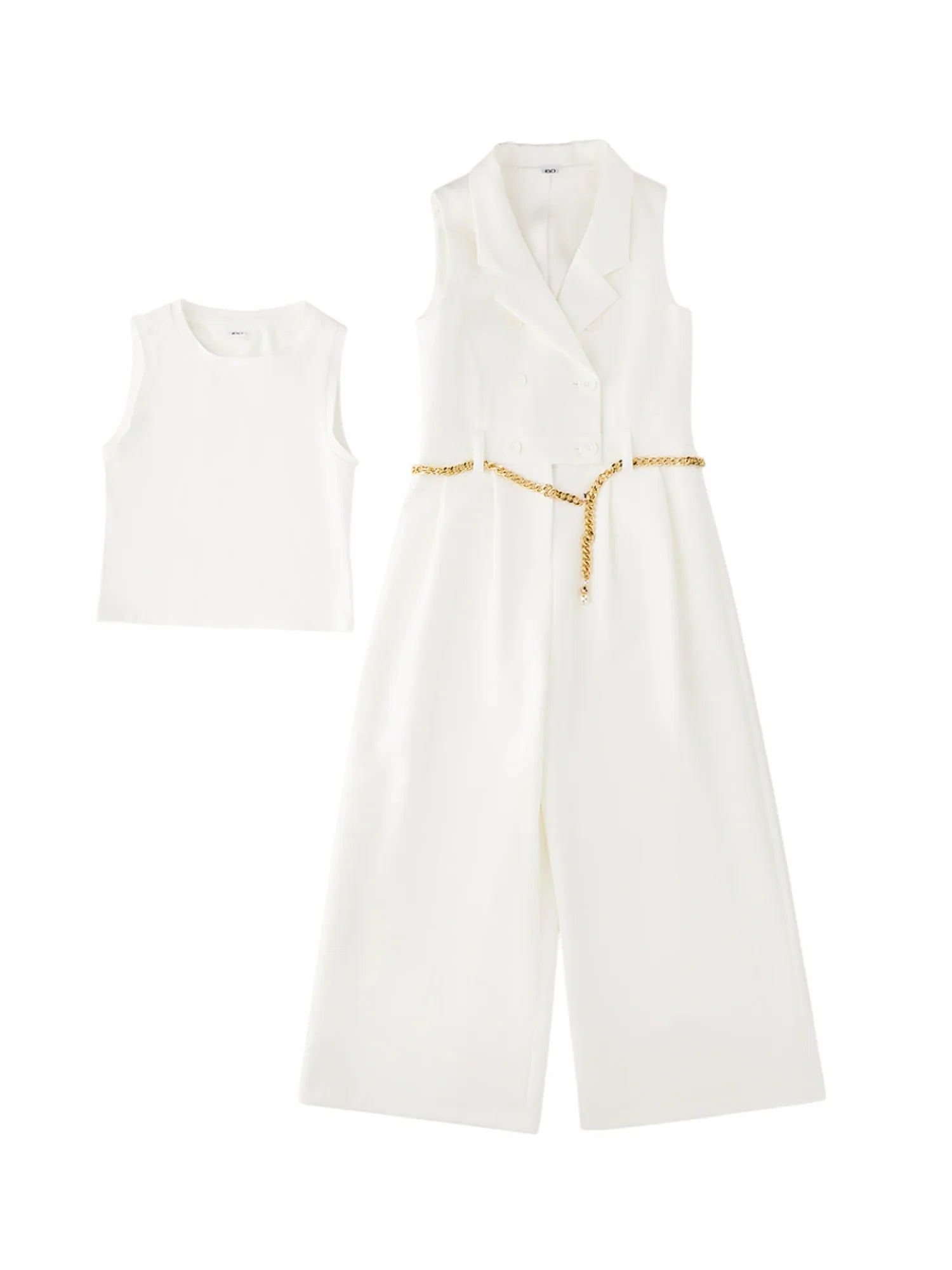 iDo tuta jumpsuit bambina con catenella panna 4G778 0112 iDO