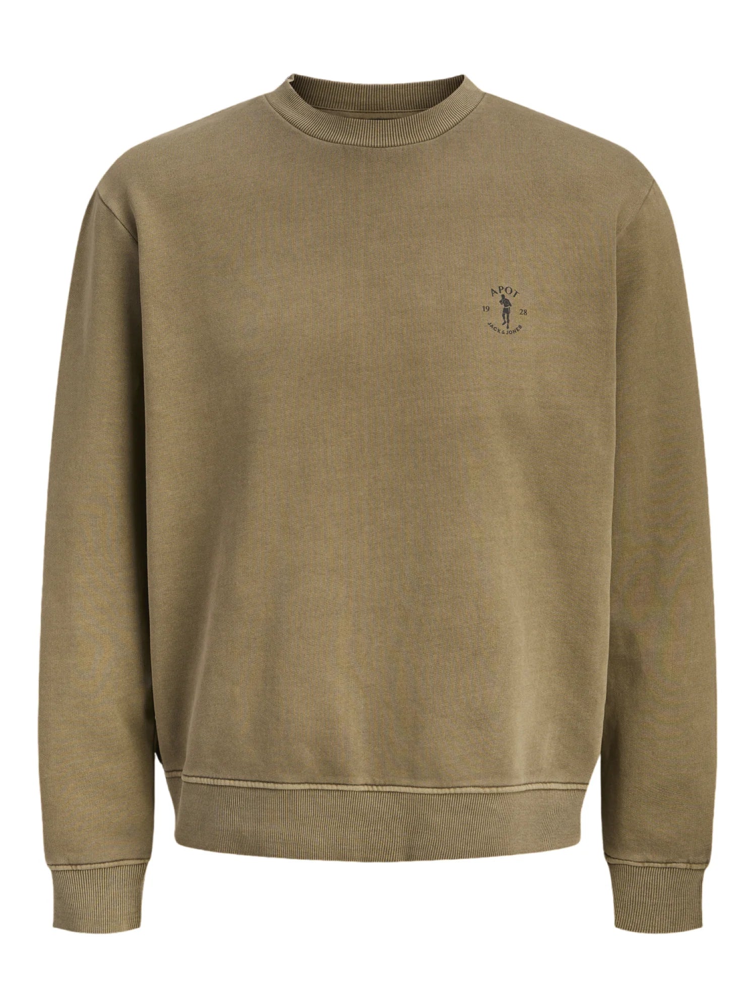 Jack&Jones felpa uomo Apot verde fango 12289755 BEECH JACK&JONES