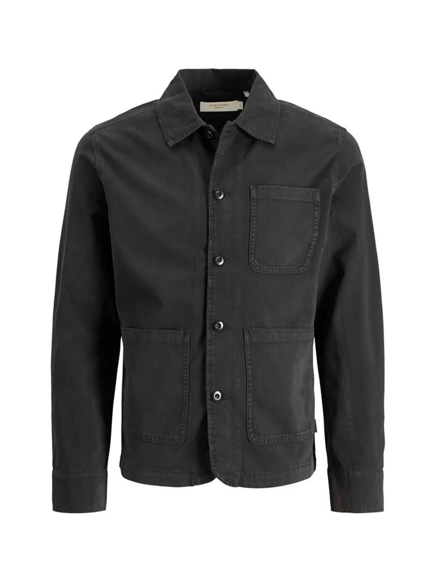 Jack&Jones camicia uomo in cotone nero 12294575 BLACK JACK&JONES
