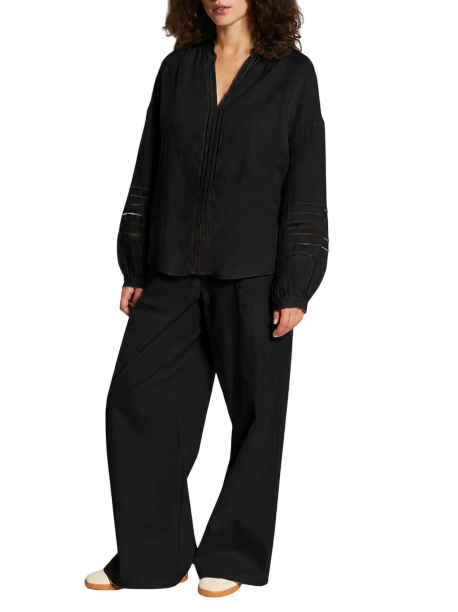 Jc Sophie blusa donna Leslie in lino nero L3118 BLACK JC SOPHIE