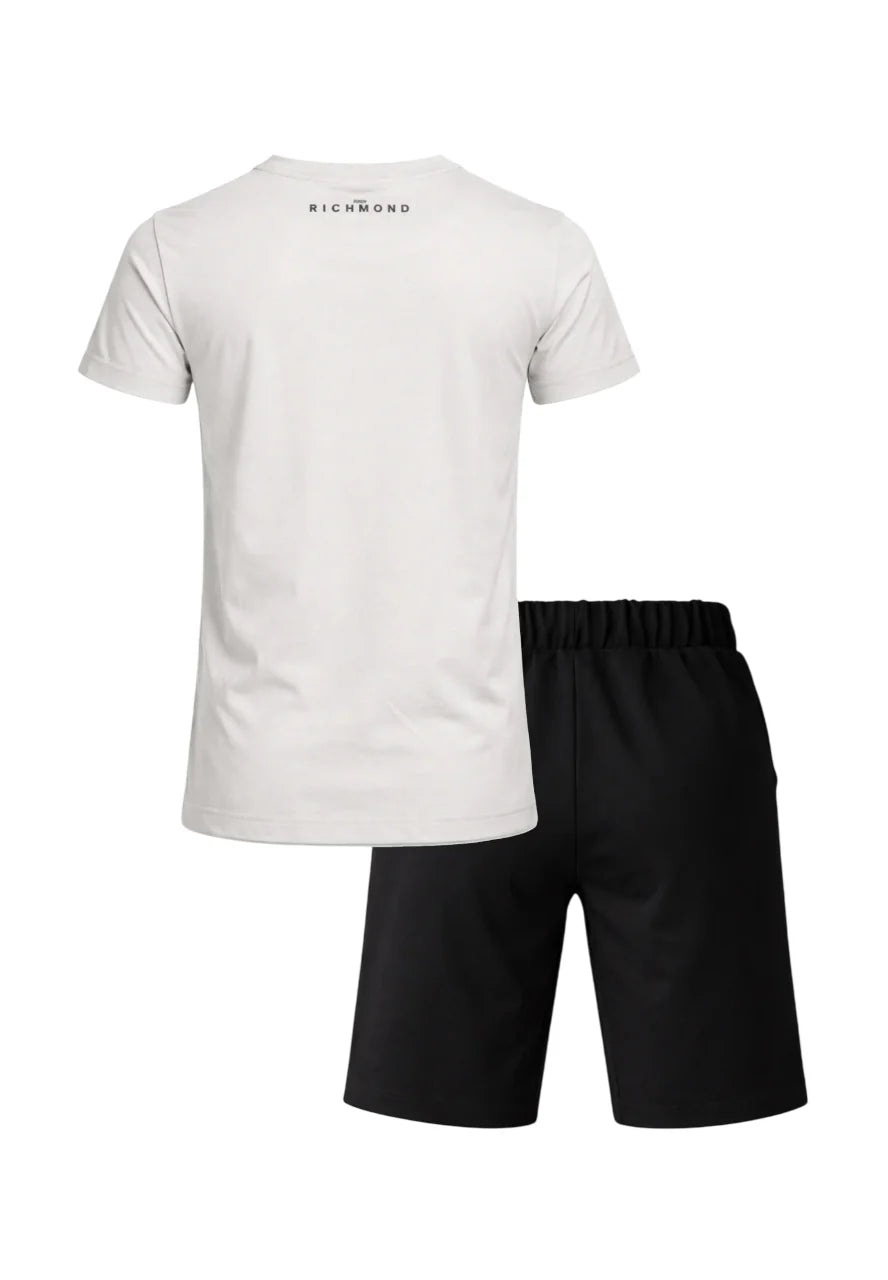John Richmond completo bambino T-shirt e bermuda con logo grigio nero RBP26007CJ BLUE VAPOR-BLACK John RICHMOND