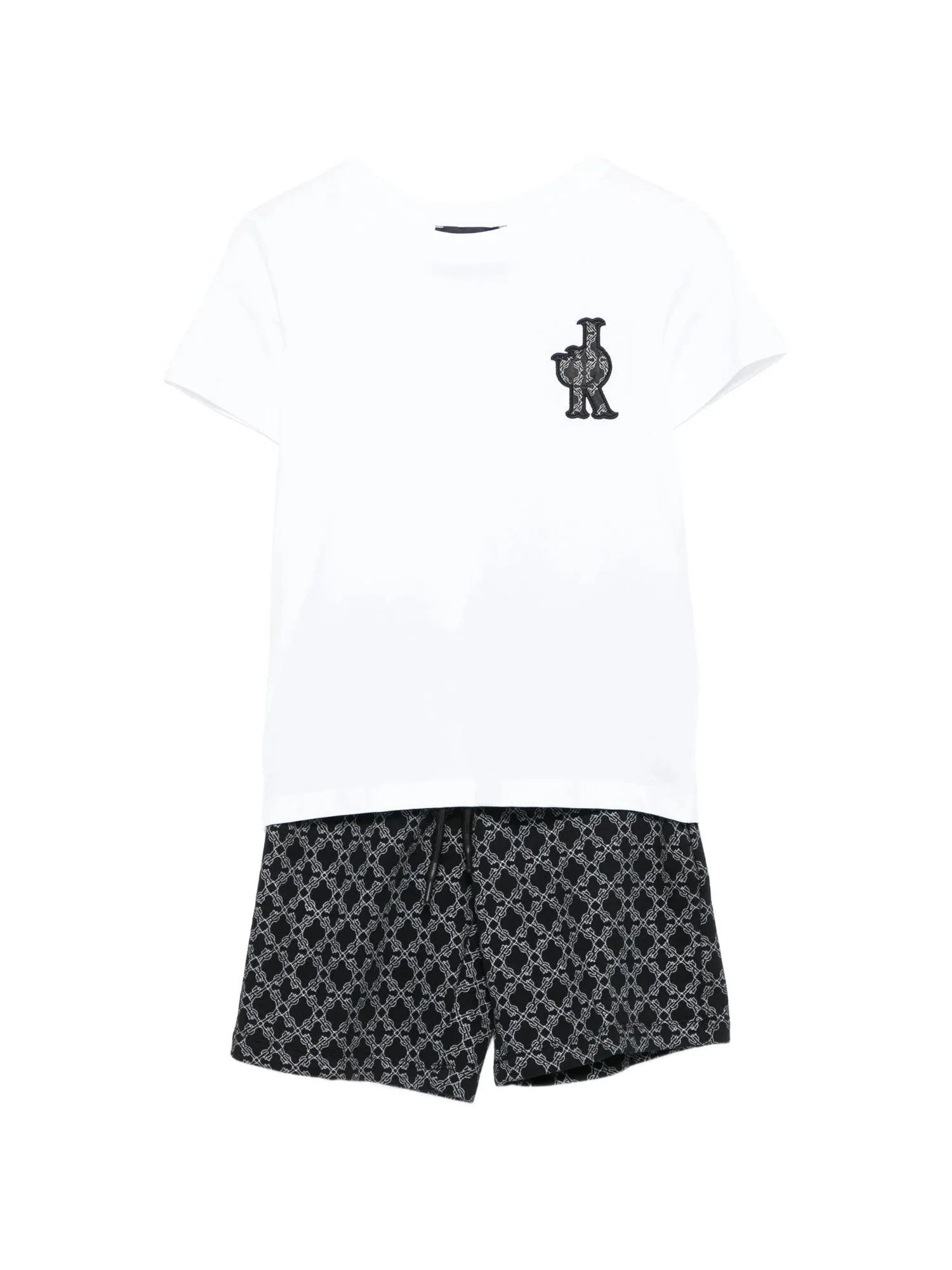John Richmond completo bambino T-shirt e bermuda bianco nero RBP26078CJ WHITE-NEW MONOGRAM BLACK John RICHMOND
