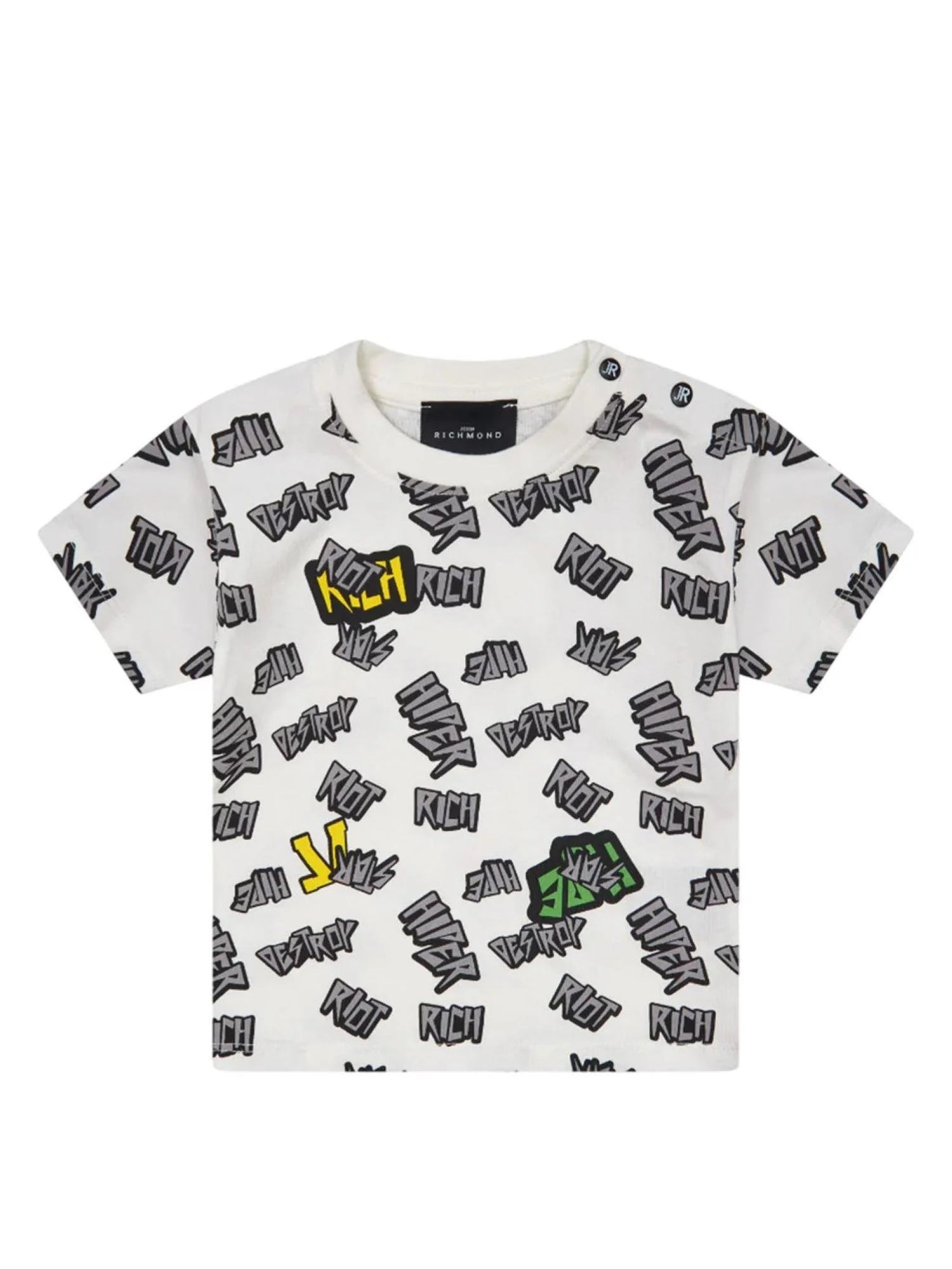 John Richmond T-shirt neonato con logo all over panna RIP26114TS STREET COLORS John RICHMOND