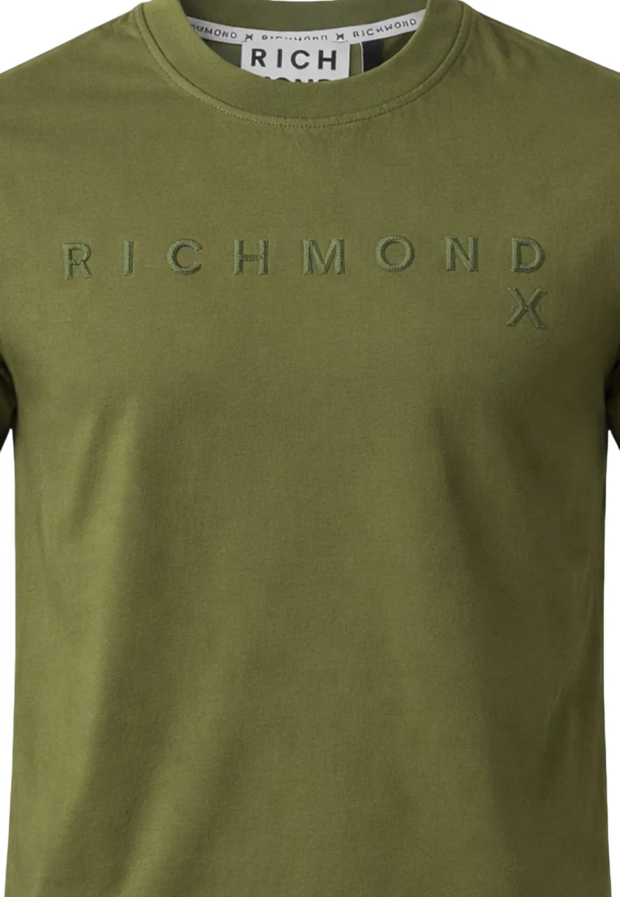 John Richmond T-shirt manica corta con logo verde militare UMP26018TS GREEN MAYFLY John RICHMOND