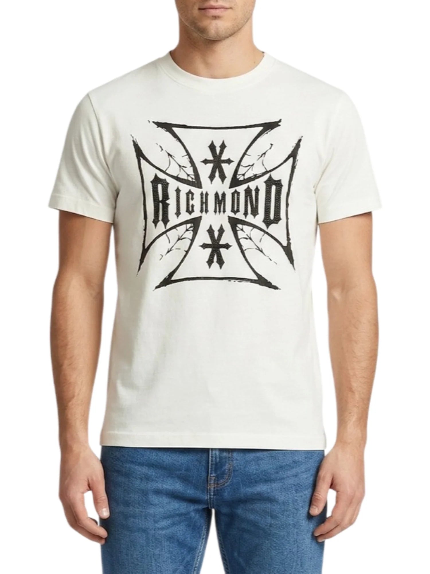 John Richmond T-shirt manica corta con logo strass bianco UMP26200TS OFF-WHITE John RICHMOND