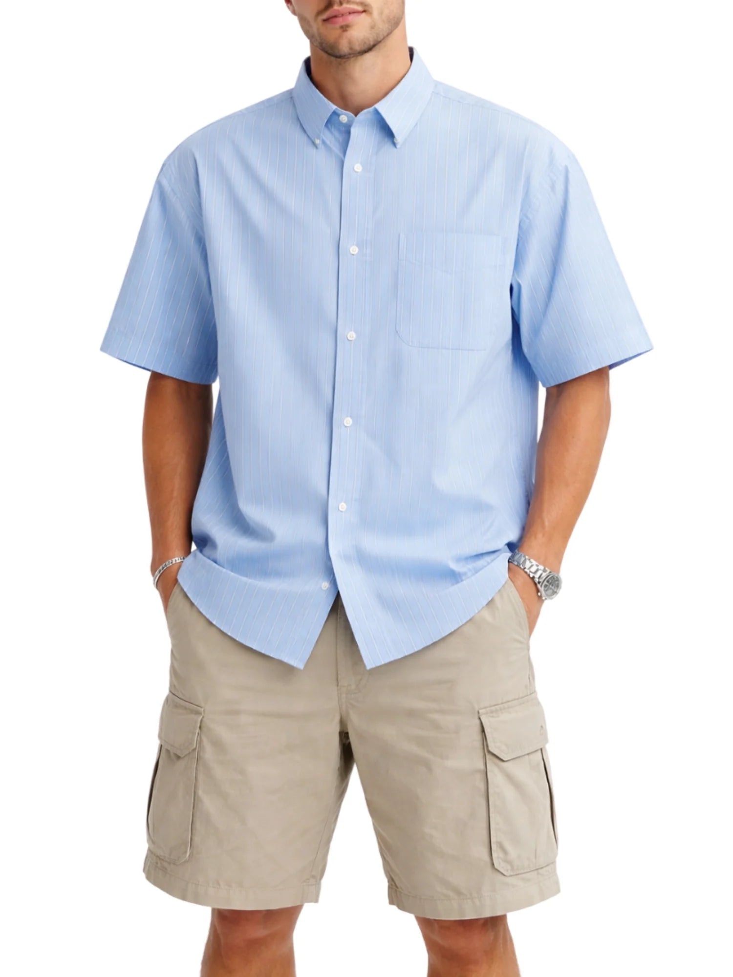 John Richmond camicia uomo a righe manica corta celeste UMP26360CA BLUE AURA John RICHMOND