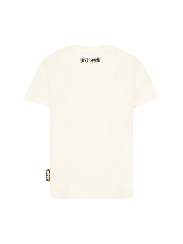 Just Cavalli T-shirt manica corta con logo unisex panna JBP26018TS PRISTINE JUST CAVALLI
