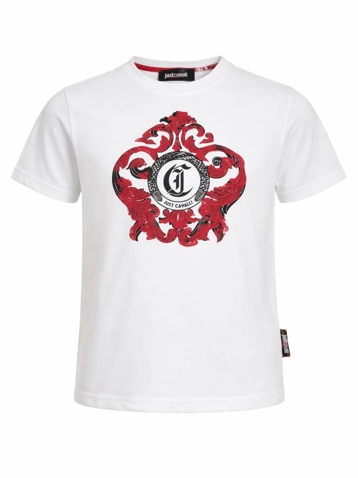 Just Cavalli T-shirt bambino con stampa logata panna JBP26035TS WHITE CLOUD DANCER JUST CAVALLI